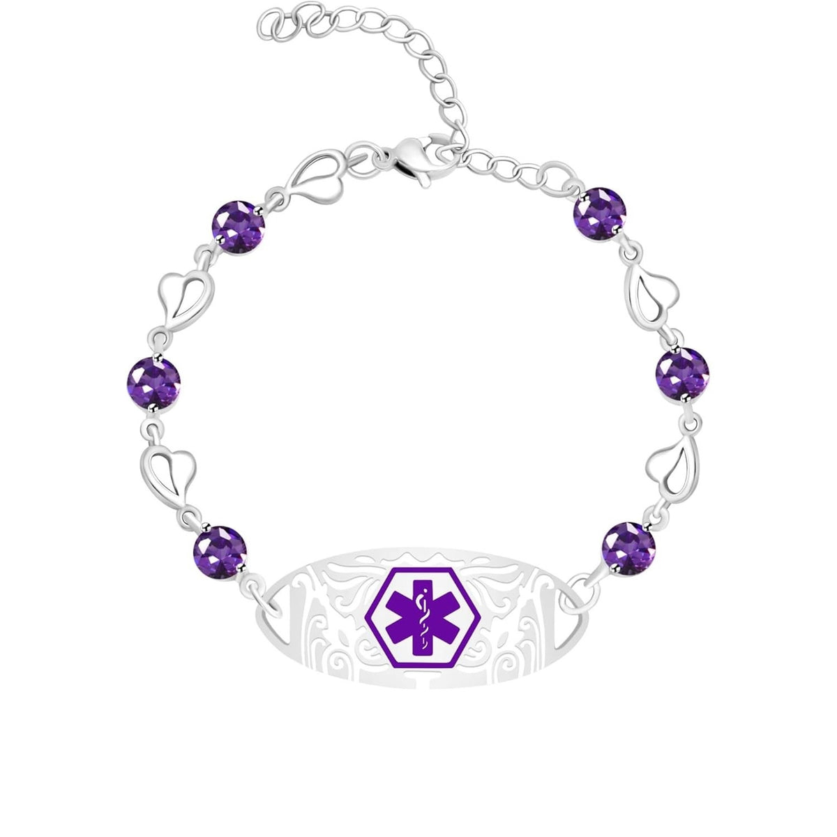 Editable QR Code Medical Alert Bracelet for Women | Stainless Steel & CZ Crystal Floral ID Bracelet | Laser Engraved Dynamic Medical Info Jewelry for Travel & Daily Wear