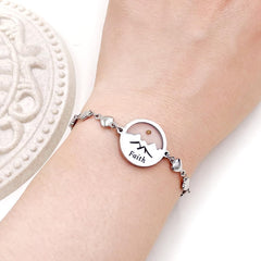 Mustard Seed Stainless Steel Faith Heart Link Bracelet for Women | Christian Religious Blessing Encouragement Jewelry Christmas Gift