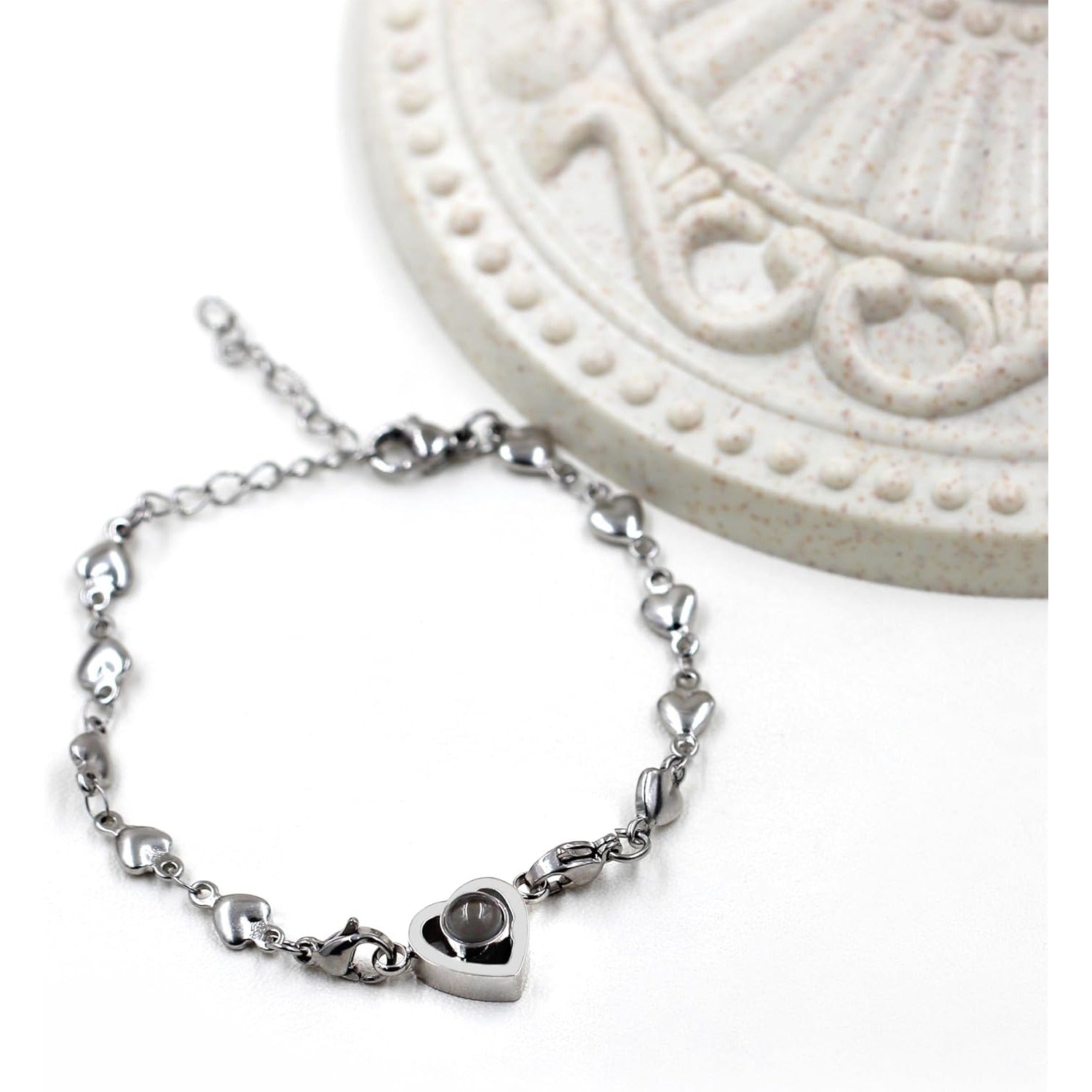 100 Languages Projection Pendant Bracelet | I LOVE YOU Heart Chain Bracelets | Fashion Bless Good Fortune Friendship Elegant Personalized Adjustable Length Stainless steel Jewelry Y4186