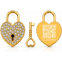 Rhinestone Heart Love Lock with Key, Dynamic QR Code Crystal Padlock for Personalized Memory Sharing, Scan to Create Your Love Story with Photos and Messages, Romantic Wedding Anniversary