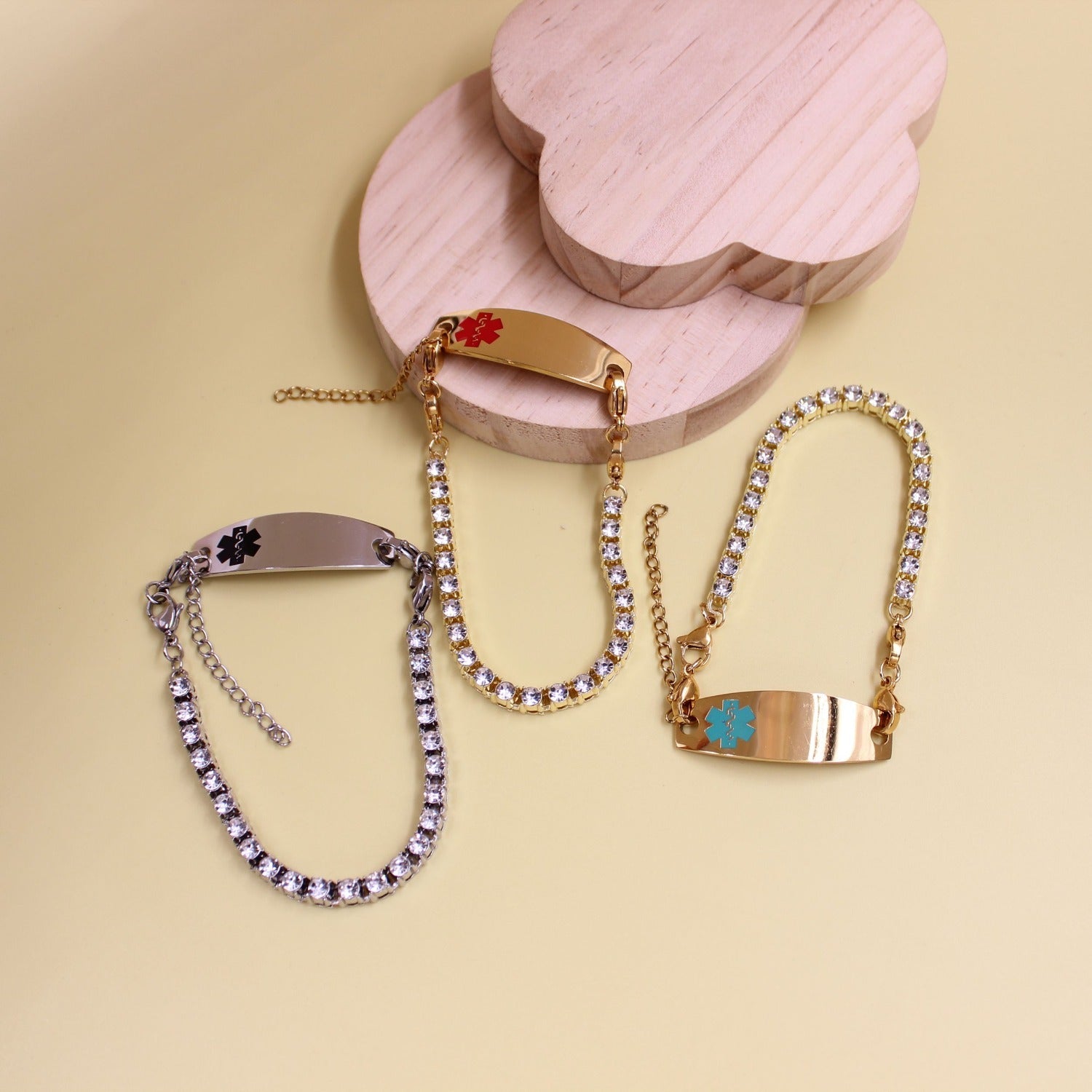 Uloveido Customizable QR Code Medical Alert Tennis Bracelet, Silver and Gold Color Options, Personalized Engraved Health ID Jewelry, Scannable Emergency Contact Wristband for Women