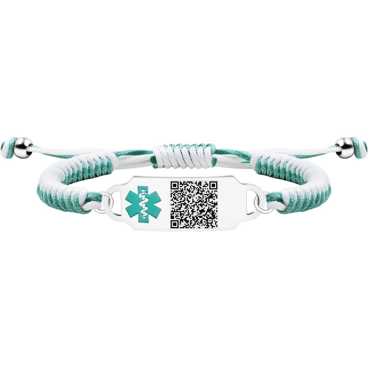 Dynamic QR Code Medical Alert Bracelet,  Adjustable Braided Rope ID Wristband for Men Women, Scan to Edit Emergency Info, No Engraving Needed, Allergy Blood Thinner Smart Medical Jewelry