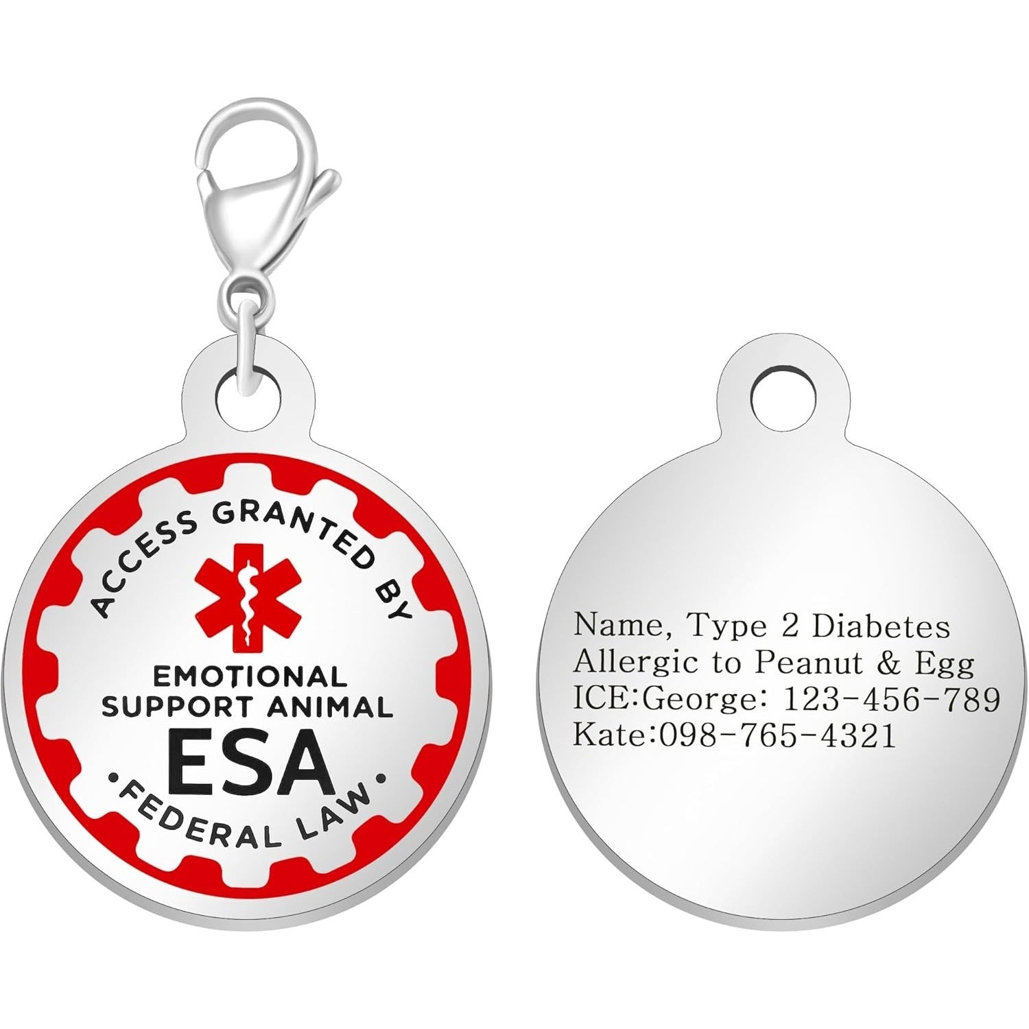 Dynamic QR Code ESA Dog ID Tag, Editable Emotional Support Animal Pet Tag, Scannable Pet Information Contact Details, No Info Required at Checkout, Golden and White, YA6312