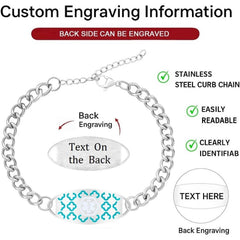 Dynamic QR Code Medical Alert Bracelet for Women, Teal Stainless Steel Medical ID Bracelet, Scan to Update Medical Information, No Engraving Required, Adjustable Emergency Medical Jewelry
