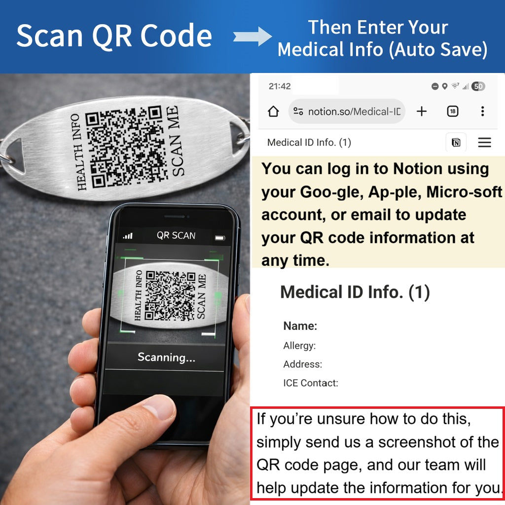 Dynamic QR Code Medical ID Bracelet for Women, Stainless Steel Copper CZ Medical Alert Jewelry, No Engraving Required, Scan to Update Health Info, Emergency Contact Allergy Bracelet