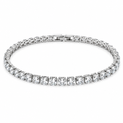 Tennis Bracelets for Women Men Stainless Steel 4mm AAAAA Cubic Zirconia Classic Tennis Bracelet Sparkly CZ Bracelet with Fold Over Clasp, Size 6.5/7/7.5/8 Inch Romantic Valentines Day Jewelry