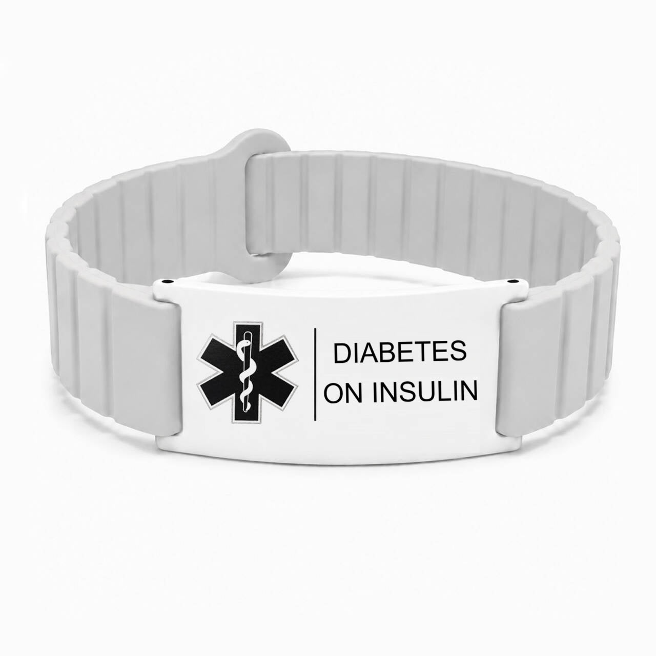 Medical Alert Bracelet for Men Women, Personalized Medical ID Wristband with Engraved Stainless Steel Plate, Diabetes Blood Thinner Emergency ID Bracelet, Adjustable Silicone Medical Bracelet