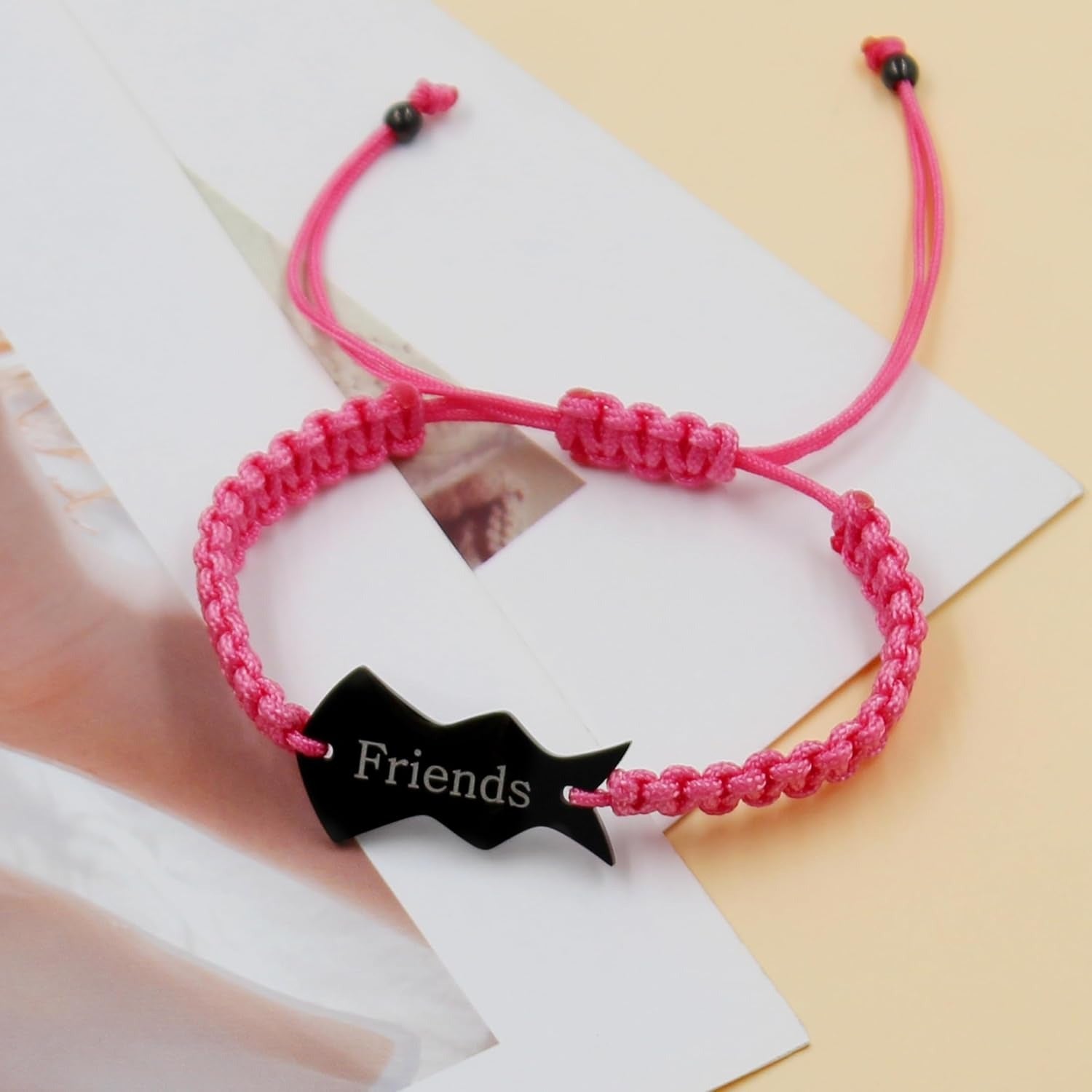 3pcs Personalized Friendship Bracelets Set | Stainless Steel Heart Puzzle Charm Handwoven Adjustable Drawstring Bracelets | Laser Engraved Best Friends Forever Jewelry Gift