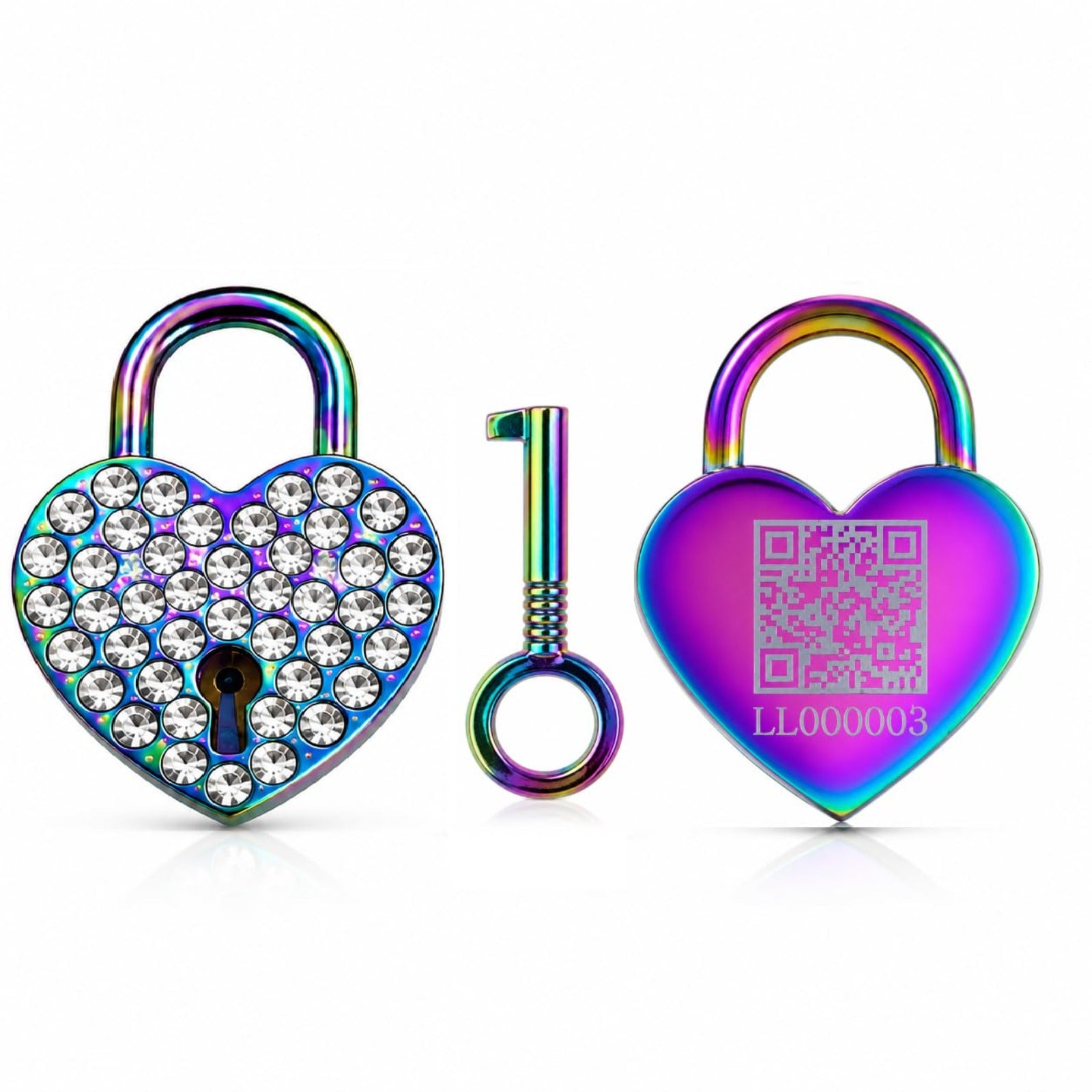 Rhinestone Heart Love Lock with Key, Dynamic QR Code Crystal Padlock for Personalized Memory Sharing, Scan to Create Your Love Story with Photos and Messages, Romantic Wedding Anniversary
