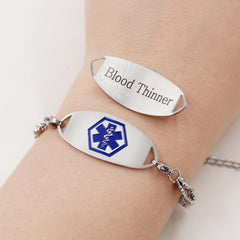 Double Layer Heart Link Medical Alert Bracelet, Stainless Steel with Dynamic QR Code – No Pre-Order Info Needed, Dual Lobster Clasps, Interchangeable ID Tag, Fashion Emergency Health Bracelet