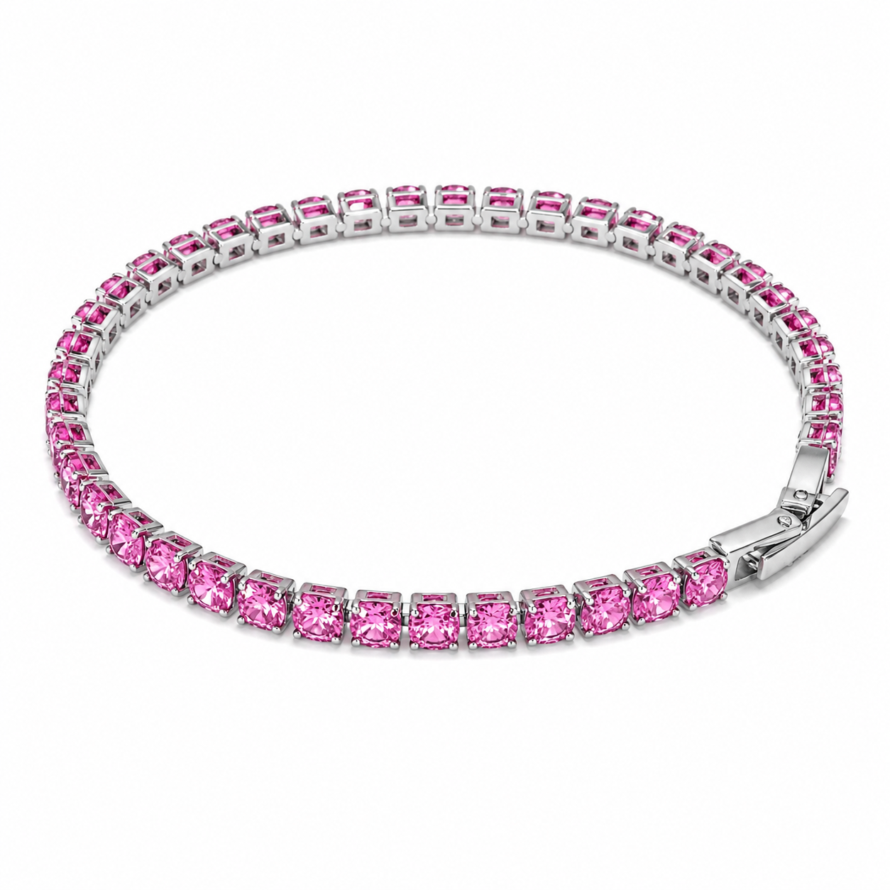 Tennis Bracelets for Women Men Stainless Steel 4mm AAAAA Cubic Zirconia Classic Tennis Bracelet Sparkly CZ Bracelet with Fold Over Clasp, Size 6.5/7/7.5/8 Inch Romantic Valentines Day Jewelry