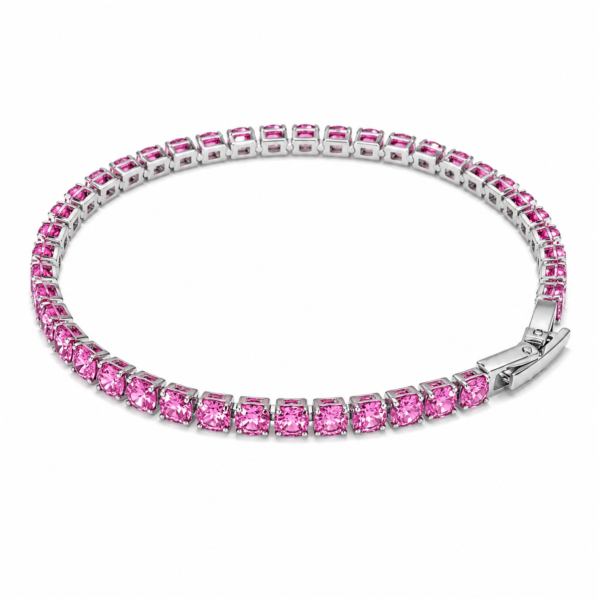 Tennis Bracelets for Women Men Stainless Steel 4mm AAAAA Cubic Zirconia Classic Tennis Bracelet Sparkly CZ Bracelet with Fold Over Clasp, Size 6.5/7/7.5/8 Inch Romantic Valentines Day Jewelry