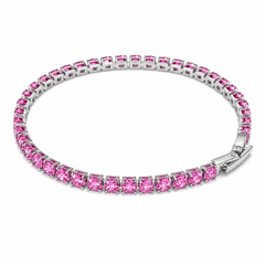 Tennis Bracelets for Women Men Stainless Steel 4mm AAAAA Cubic Zirconia Classic Tennis Bracelet Sparkly CZ Bracelet with Fold Over Clasp, Size 6.5/7/7.5/8 Inch Romantic Valentines Day Jewelry