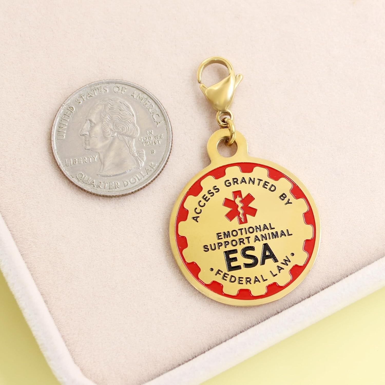 Dynamic QR Code ESA Dog ID Tag, Editable Emotional Support Animal Pet Tag, Scannable Pet Information Contact Details, No Info Required at Checkout, Golden and White, YA6312