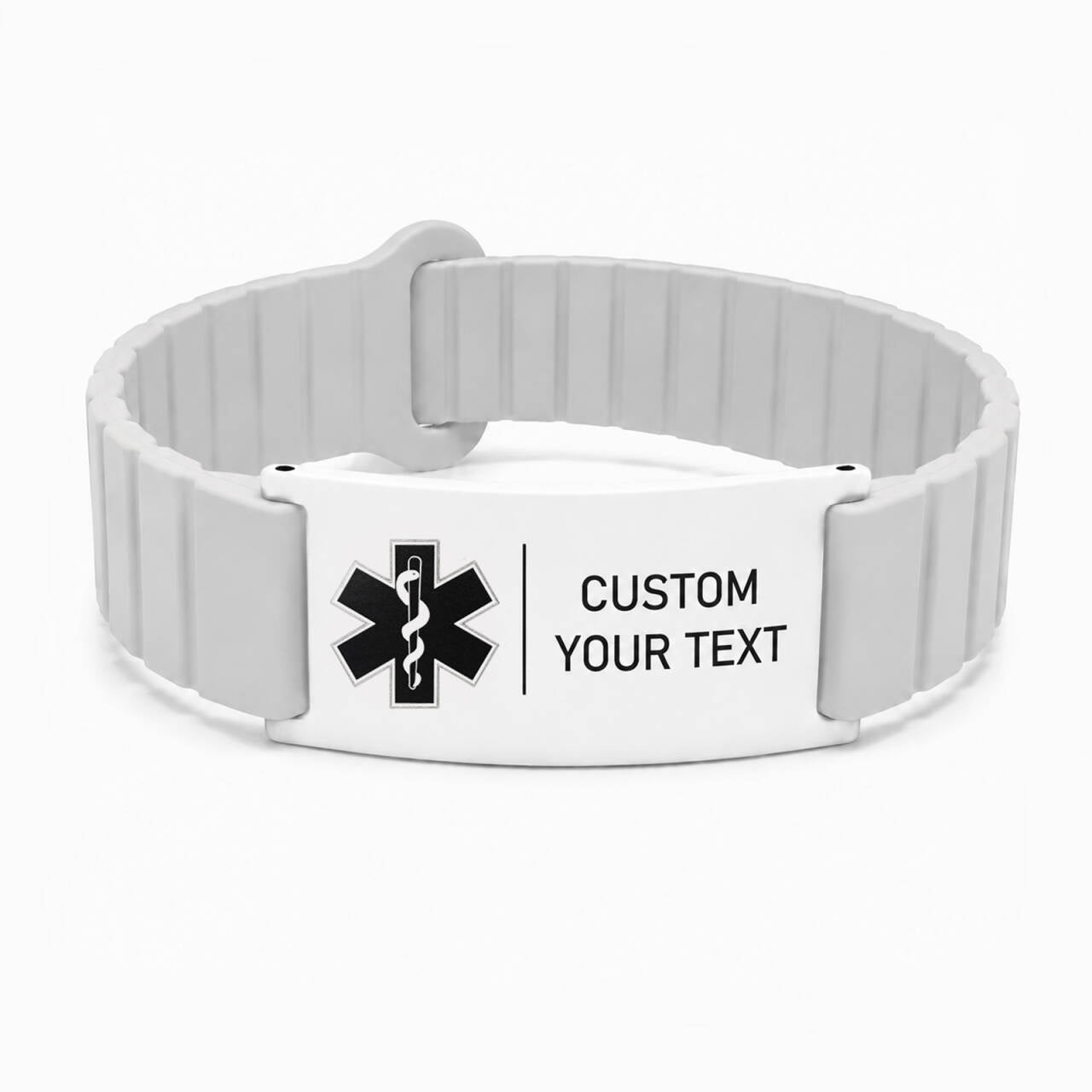 Medical Alert Bracelet for Men Women, Personalized Medical ID Wristband with Engraved Stainless Steel Plate, Diabetes Blood Thinner Emergency ID Bracelet, Adjustable Silicone Medical Bracelet