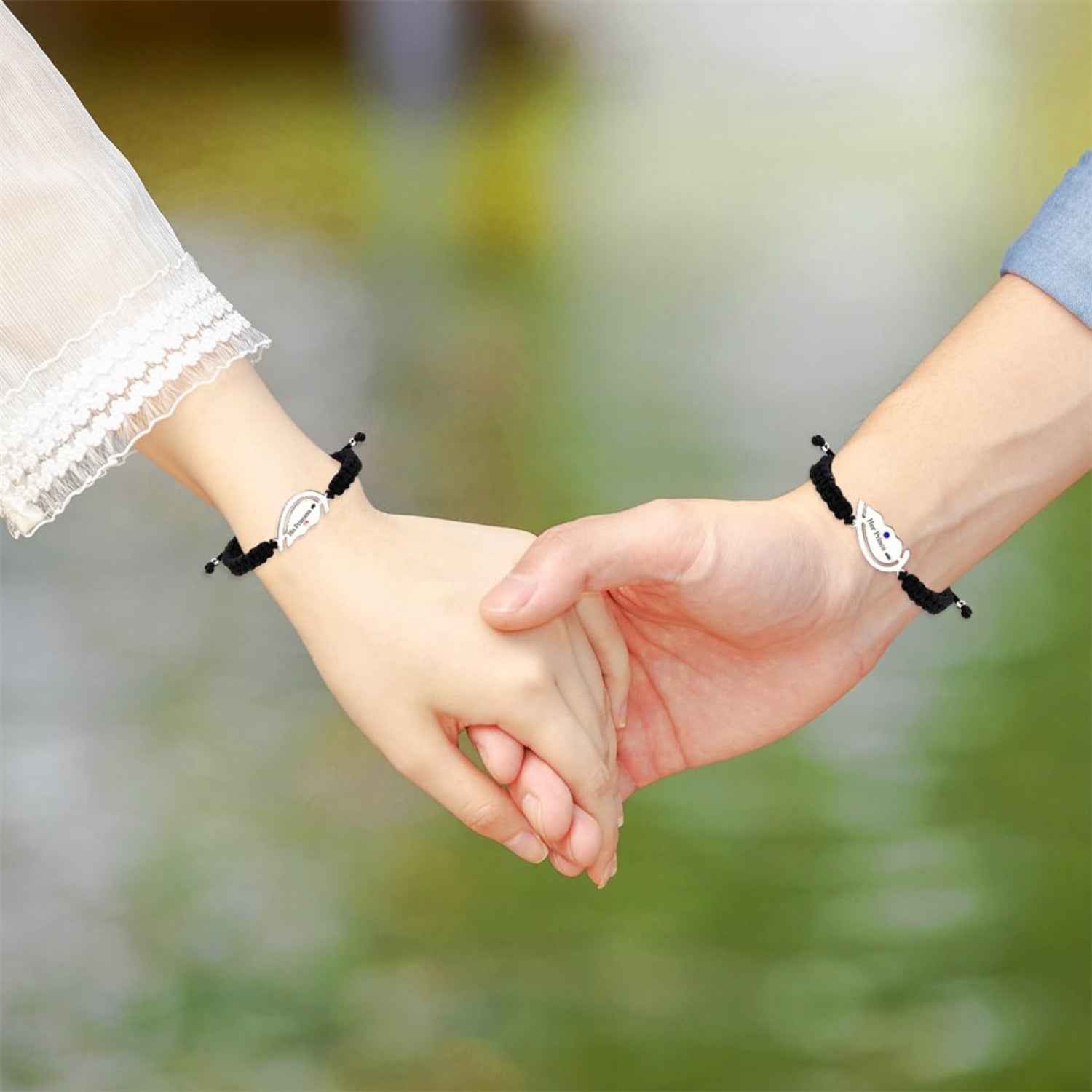 Couple Puzzle Heart Bracelet | Matching Beaded Braided Adjustable Pull-String Bracelets | Love and Commitment Zirconia Inlaid Eternal Bond Jewelry Y4486-Y4487