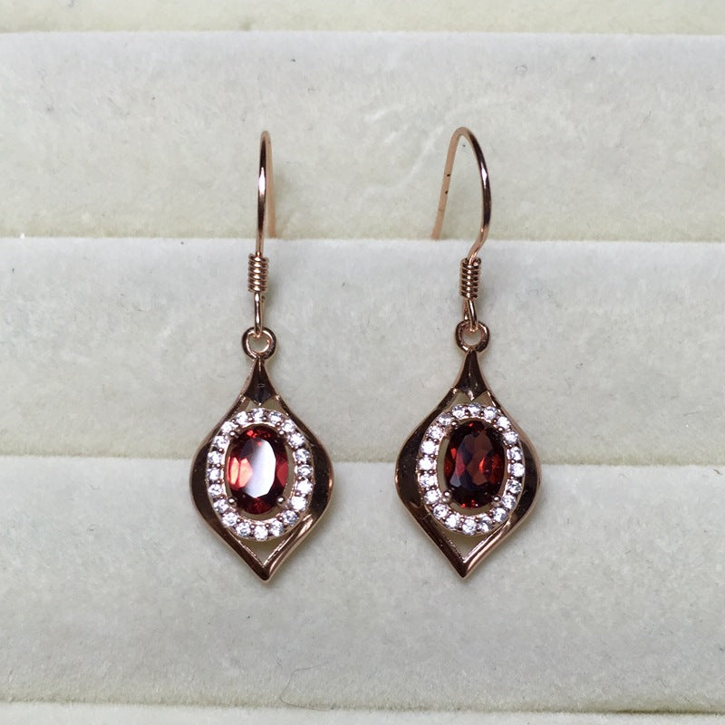 925 Silver Natural Garnet Stud Earrings, Madagascar Garnet, High-Quality Fire, Birthstone for January, Women's Earrings for Wedding, Engagement, Valentine's Day, Mother's Day, Birthday, Support Retail, Wholesale, Dropshipping, 20% Off