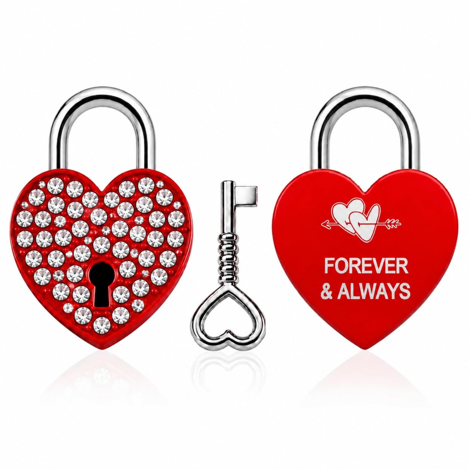 Rhinestone Heart Love Lock with Key, Dynamic QR Code Crystal Padlock for Personalized Memory Sharing, Scan to Create Your Love Story with Photos and Messages, Romantic Wedding Anniversary