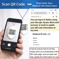 Uloveido Dynamic QR Code Medical Alert Necklace Shield Pendant, Stainless Steel Medical ID Jewelry for Men & Women, No Engraving Required, Scan to Update Emergency Medical Information, Red/Blue