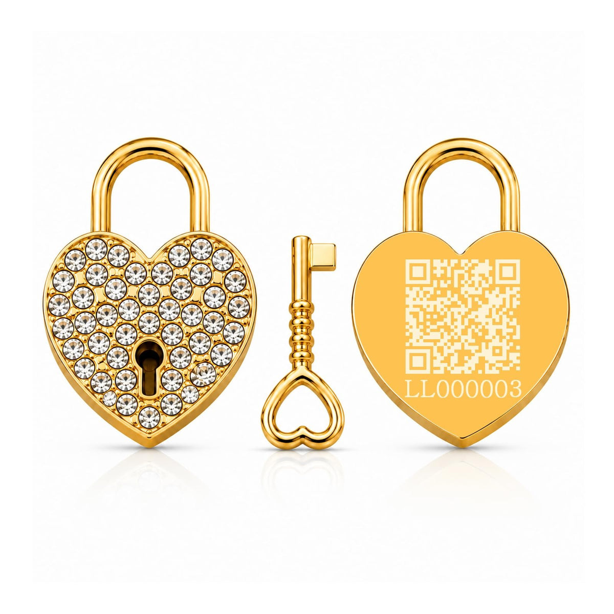 Rhinestone Heart Love Lock with Key, Dynamic QR Code Crystal Padlock for Personalized Memory Sharing, Scan to Create Your Love Story with Photos and Messages, Romantic Wedding Anniversary