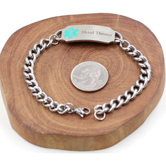 Exquisite Medical Bracelets for Women and Men, Personalized Medical Bracelet in Stainless Steel Cuban Chain, Holidays Gift for Wife or Husband - YA4501