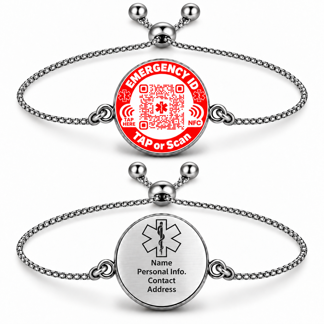 Uloveido NFC QR Medical ID Bracelet, Editable Emergency Medical Profile