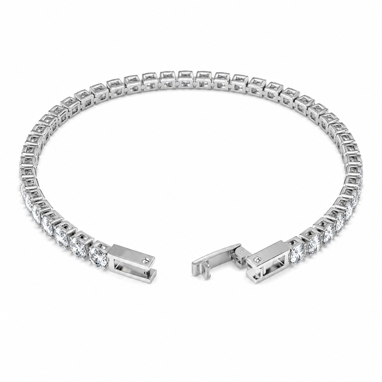 Tennis Bracelets for Women Men Stainless Steel 4mm AAAAA Cubic Zirconia Classic Tennis Bracelet Sparkly CZ Bracelet with Fold Over Clasp, Size 6.5/7/7.5/8 Inch Romantic Valentines Day Jewelry