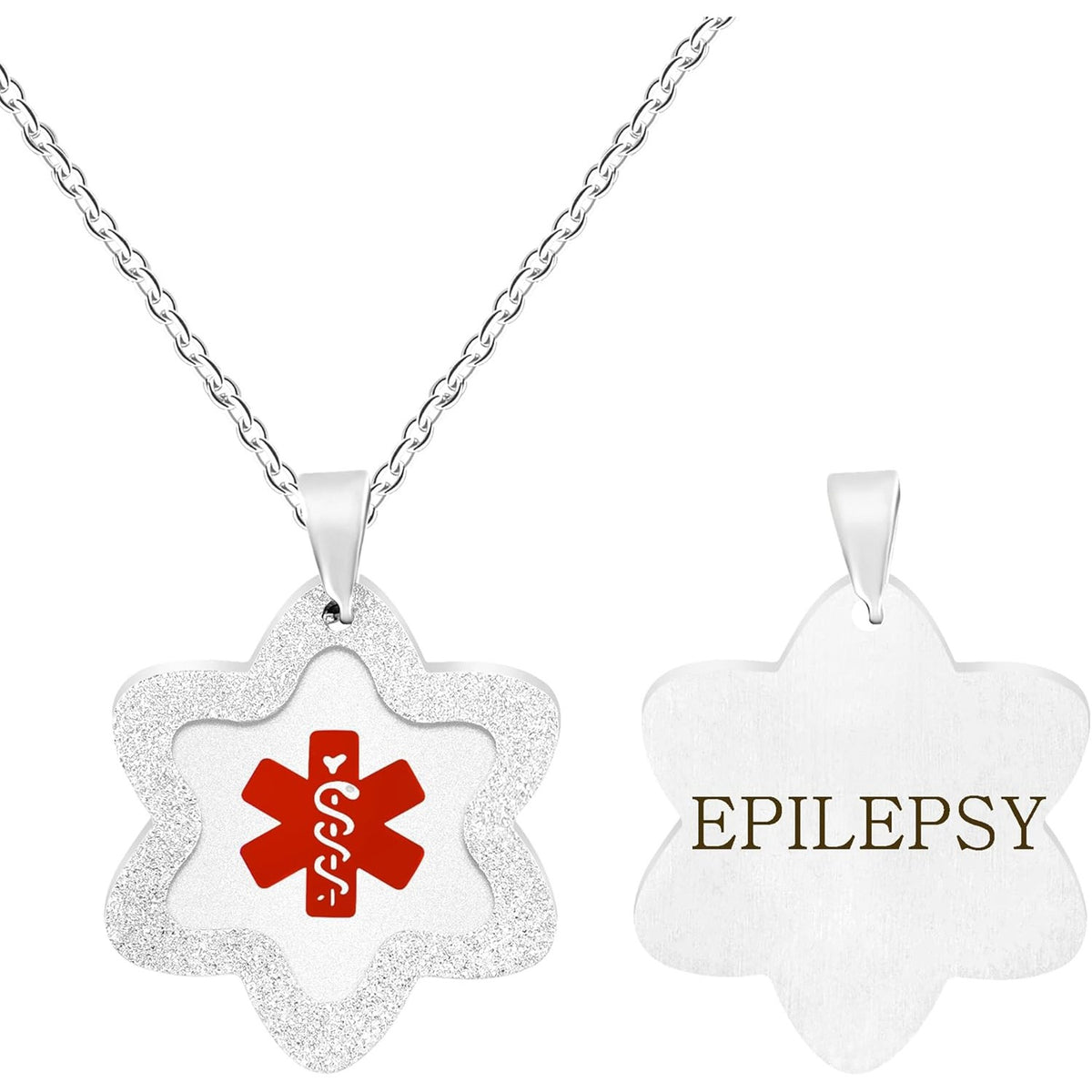 Uloveido Medical Alert Necklace for Men & Women, Stainless Steel Star Identification Pendant, Hypoallergenic Waterproof Medical ID Jewelry with Adjustable Chain – YA5503