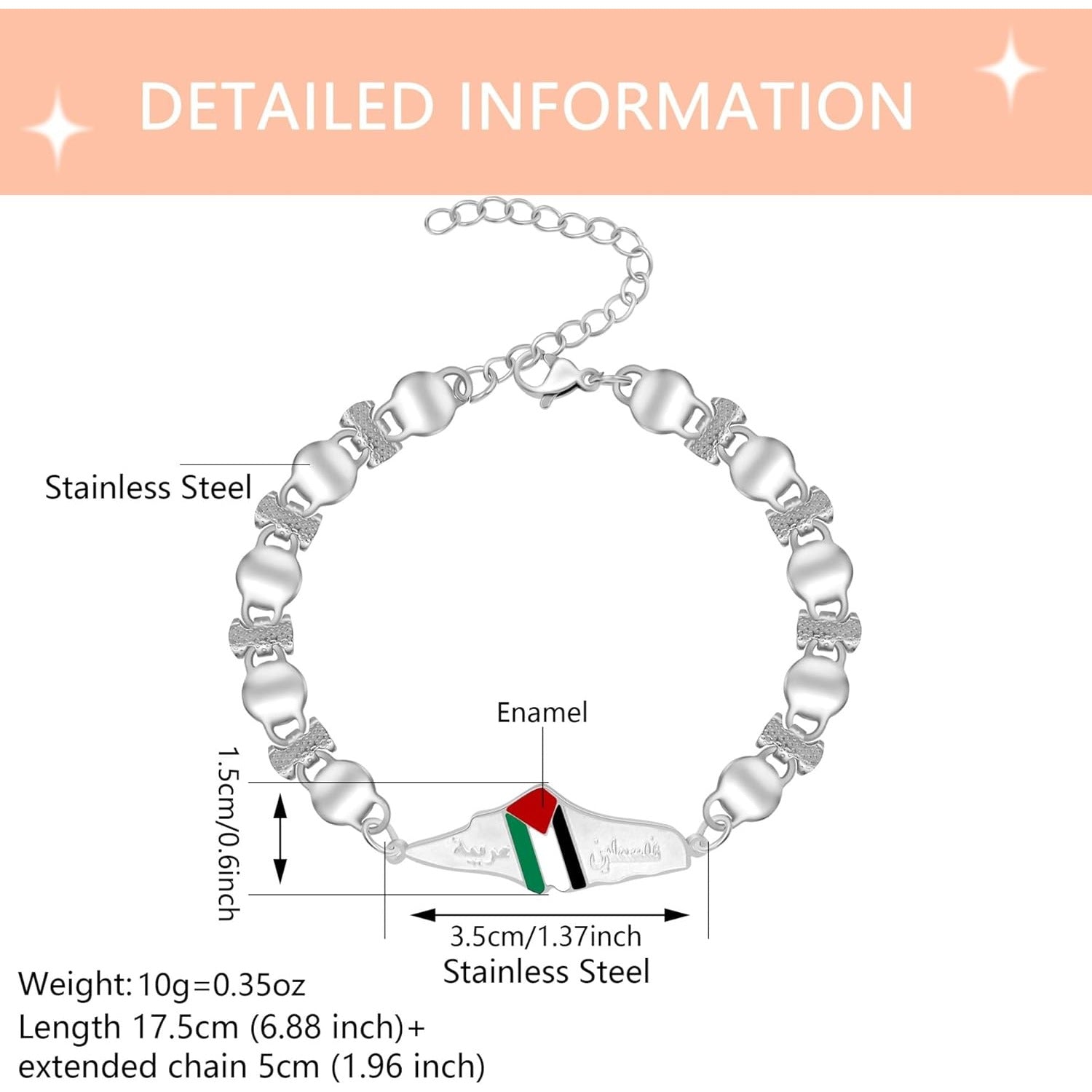 Minimalist Palestine-Inspired Adjustable Bracelet, Lightweight Unisex Ethnic Jewelry with Multi-Chain Design, Stainless Steel Silver-Tone Bracelet for Daily Wear, Office & Travel