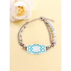 Women’s Dynamic QR Code Medical Alert Bracelet, Adjustable Amazonite Stone & Stainless Steel Medical ID Jewelry, Scan to Enter Emergency Information