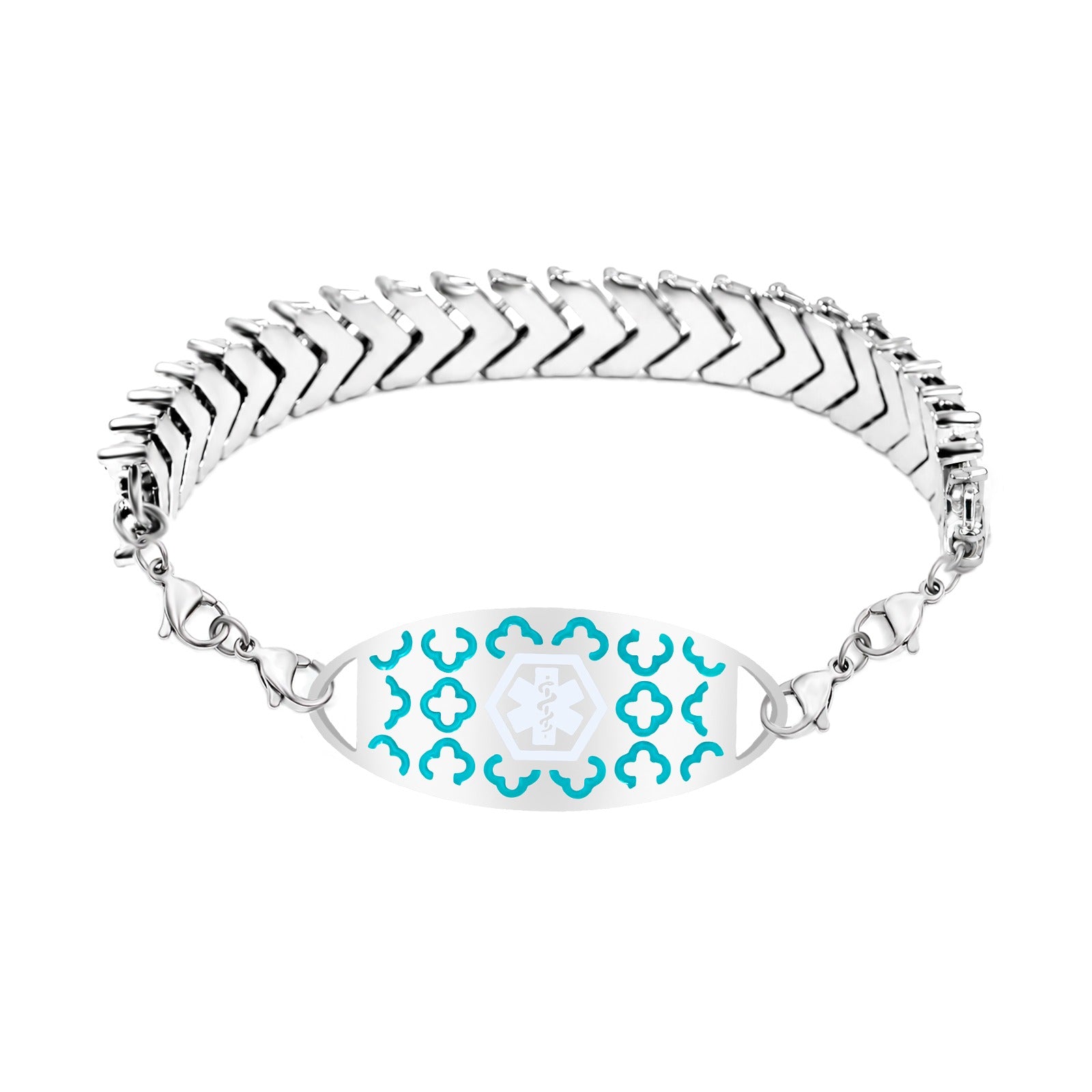 Medical Alert Tennis Bracelet for Women, Stainless Steel Emergency ID Bracelet, Adjustable Rhinestone Chain ID Jewelry for Allergies Diabetes Safety