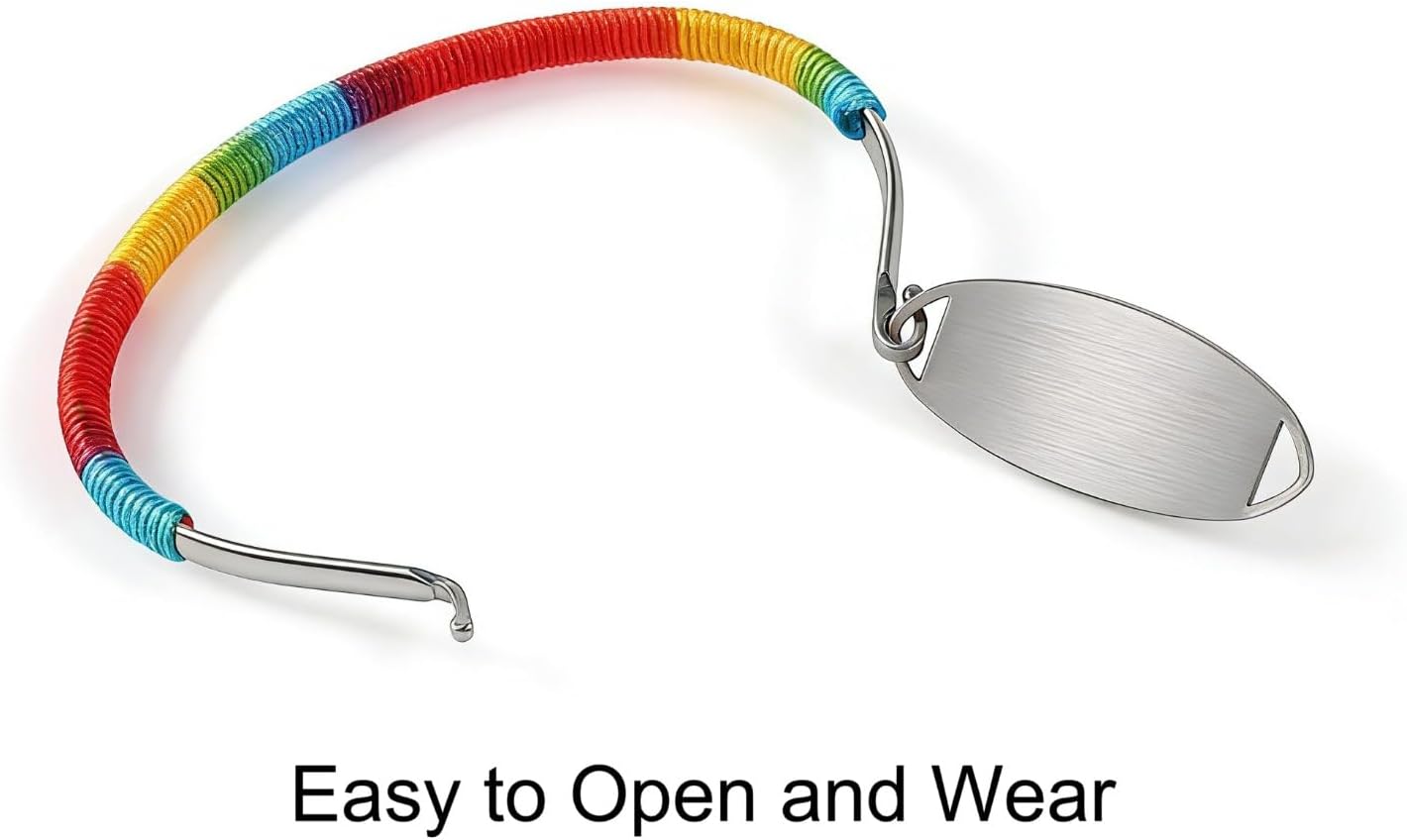 Medical Alert Bracelet for Women, Stainless Steel Cuff with Red Medical Symbol, Custom Engraving or Dynamic QR Code, Editable Emergency Health ID, Hypoallergenic Thread Wrapped Design