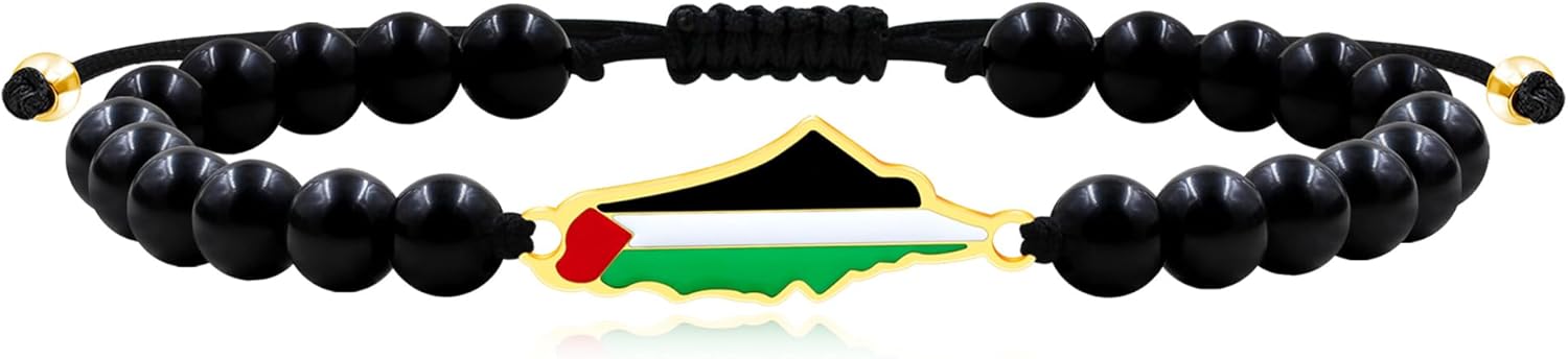Palestinian Flag Handmade Middle Eastern Beaded Multicolor Protest Bracelet| Justice Unity Activist Bracelet| Stainless Steel Flag| Cultural Identity Support Bracelet| Support Gaza YA5213