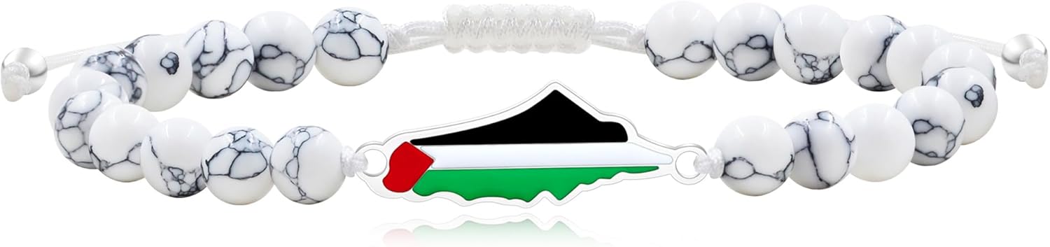 Palestinian Flag Handmade Middle Eastern Beaded Multicolor Protest Bracelet| Justice Unity Activist Bracelet| Stainless Steel Flag| Cultural Identity Support Bracelet| Support Gaza YA5213