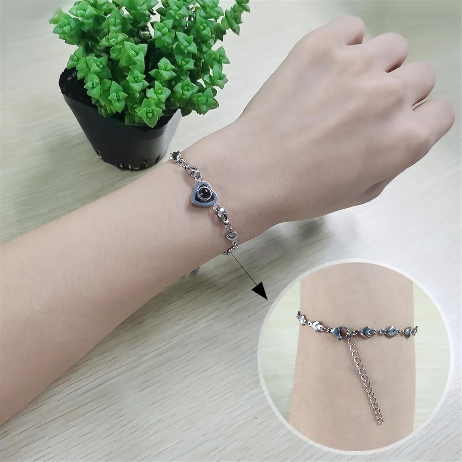 100 Languages Projection Pendant Bracelet | I LOVE YOU Heart Chain Bracelets | Fashion Bless Good Fortune Friendship Elegant Personalized Adjustable Length Stainless steel Jewelry Y4186