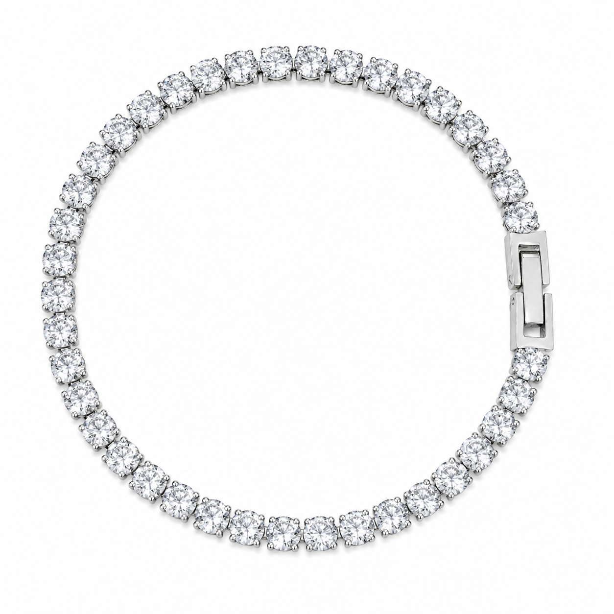 Tennis Bracelets for Women Men Stainless Steel 4mm AAAAA Cubic Zirconia Classic Tennis Bracelet Sparkly CZ Bracelet with Fold Over Clasp, Size 6.5/7/7.5/8 Inch Romantic Valentines Day Jewelry