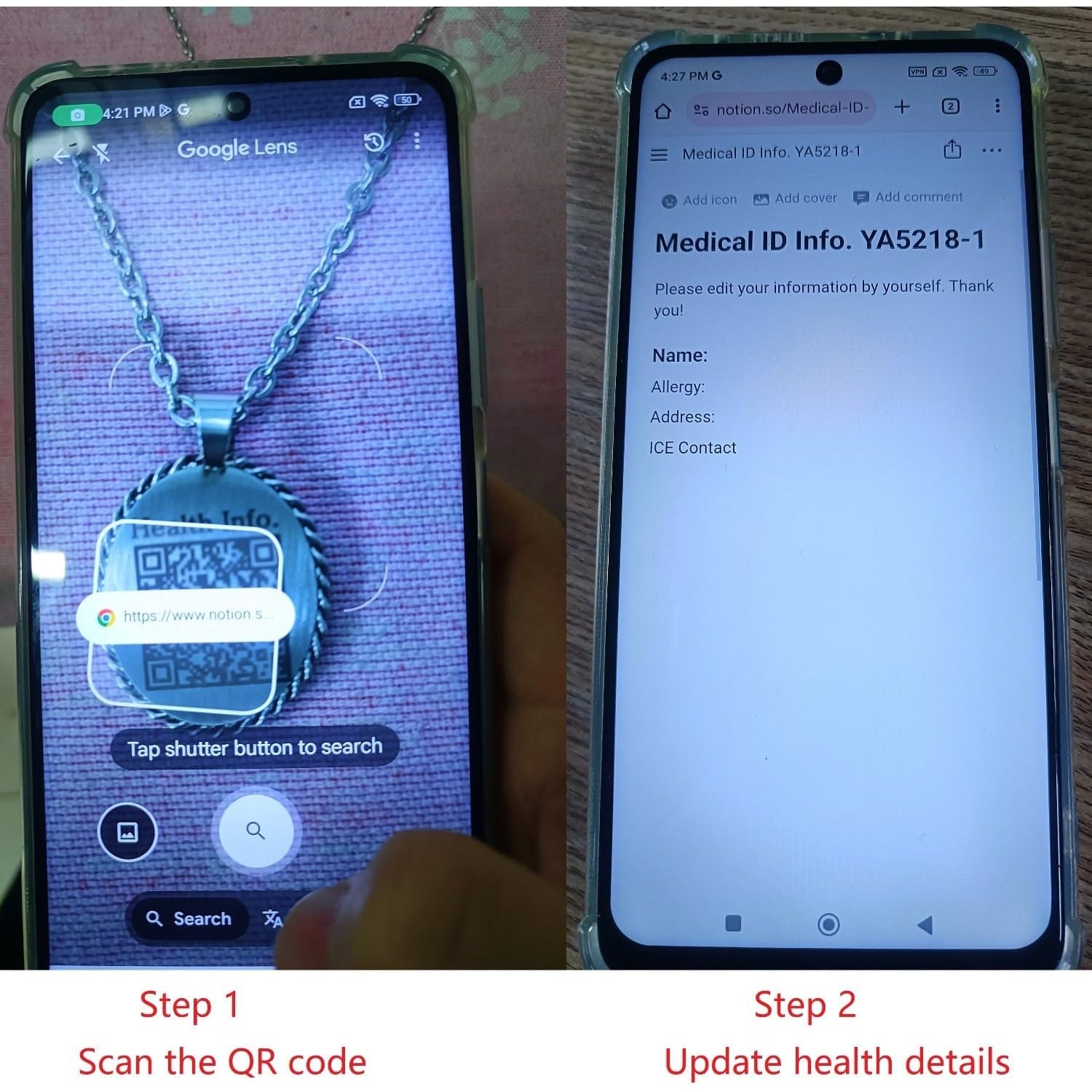 Double Layer Heart Link Medical Alert Bracelet, Stainless Steel with Dynamic QR Code – No Pre-Order Info Needed, Dual Lobster Clasps, Interchangeable ID Tag, Fashion Emergency Health Bracelet