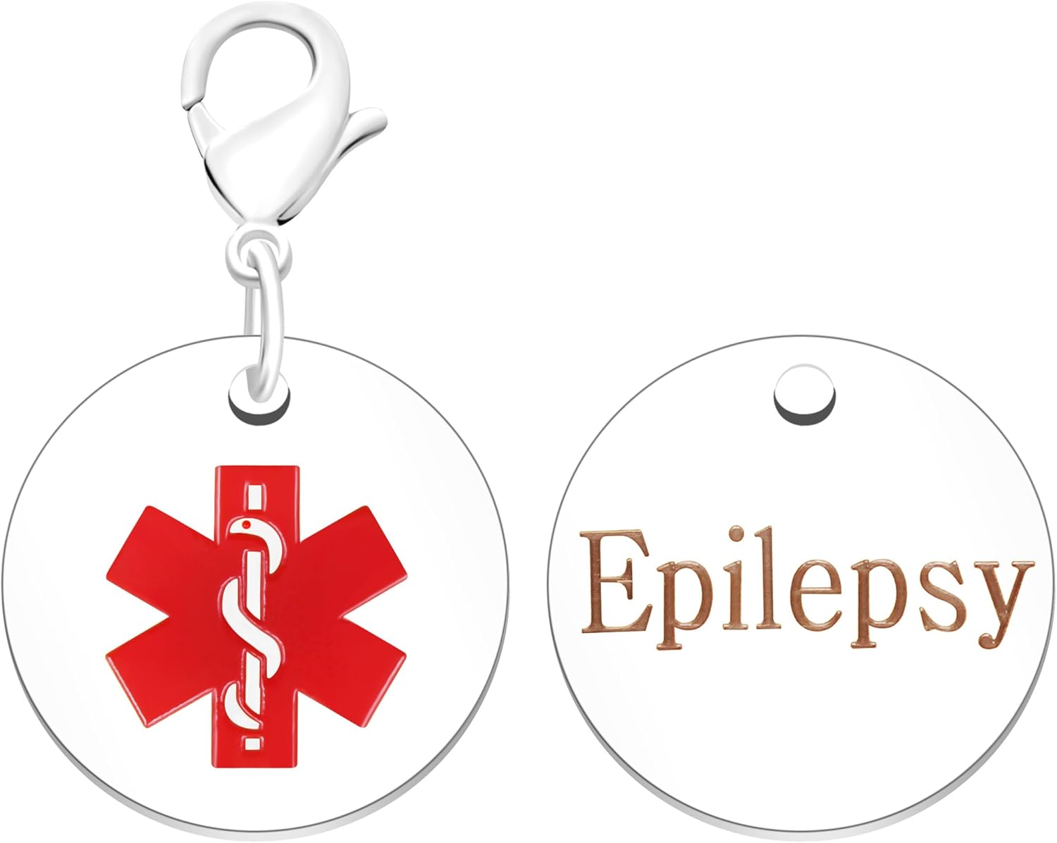 Medical Keychain Round Waterproof Stainless Steel Free Customizable Emergency Medical Jewelry for Men Women Seniors