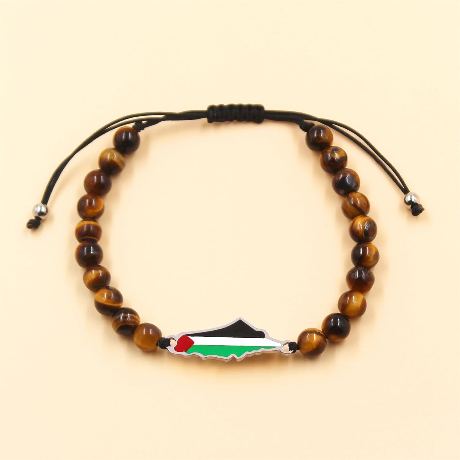 Palestinian Flag Handmade Middle Eastern Beaded Multicolor Protest Bracelet| Justice Unity Activist Bracelet| Stainless Steel Flag| Cultural Identity Support Bracelet| Support Gaza YA5213