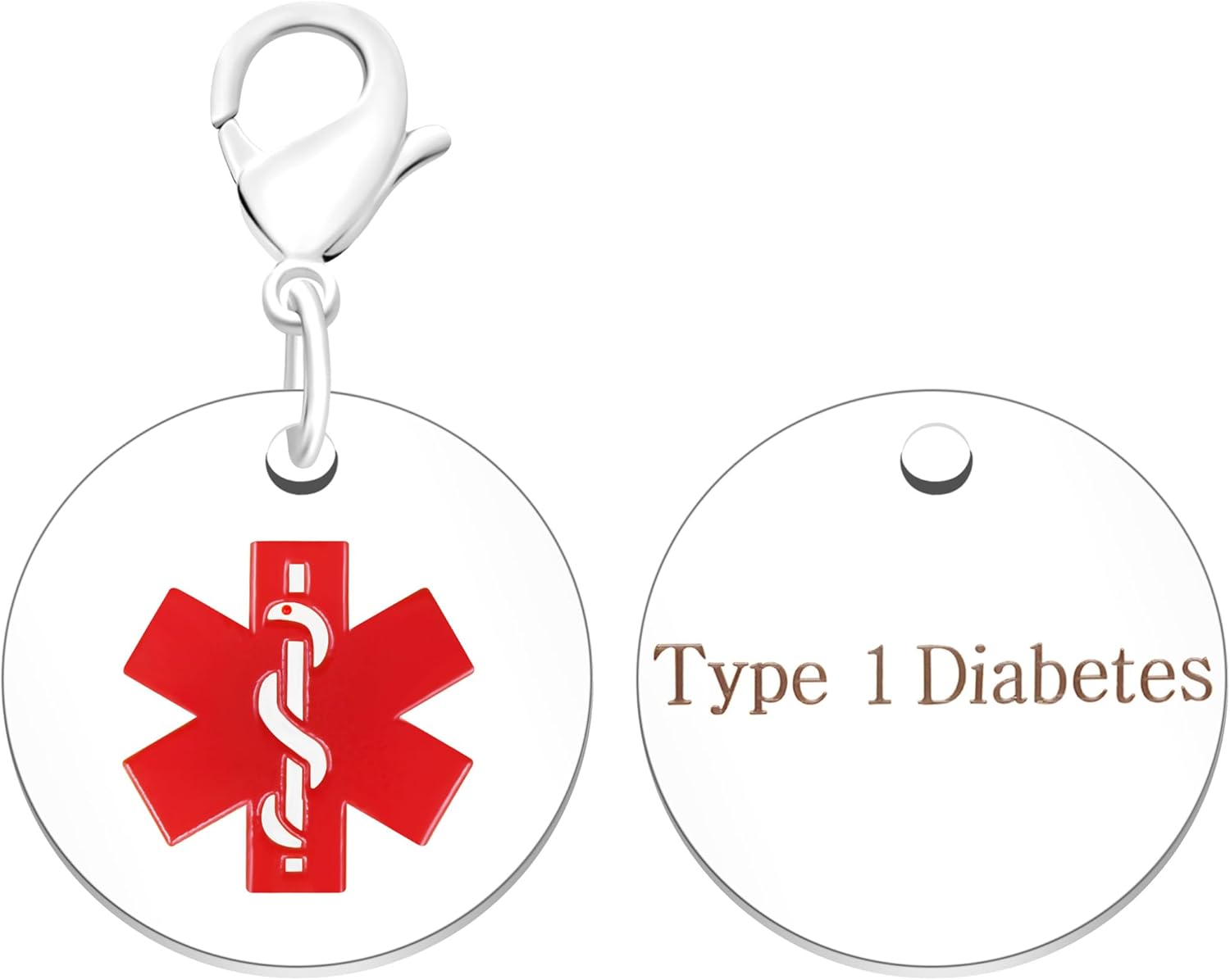 Medical Keychain Round Waterproof Stainless Steel Free Customizable Emergency Medical Jewelry for Men Women Seniors