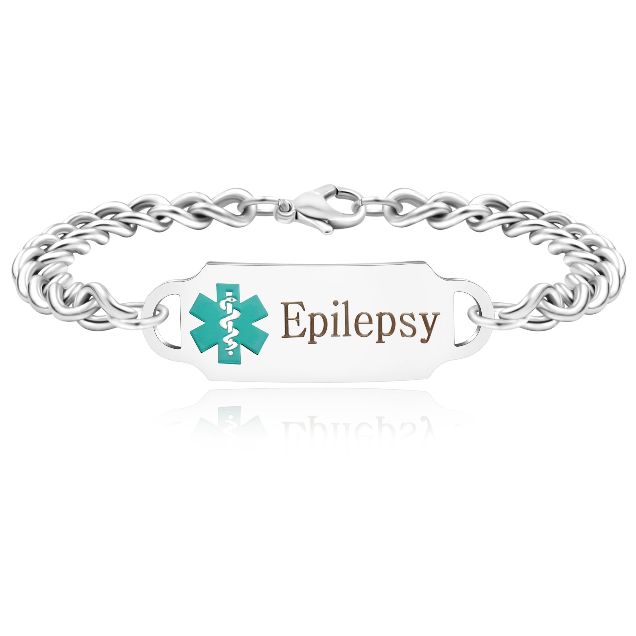 Exquisite Medical Bracelets for Women and Men, Personalized Medical Bracelet in Stainless Steel Cuban Chain, Holidays Gift for Wife or Husband - YA4501