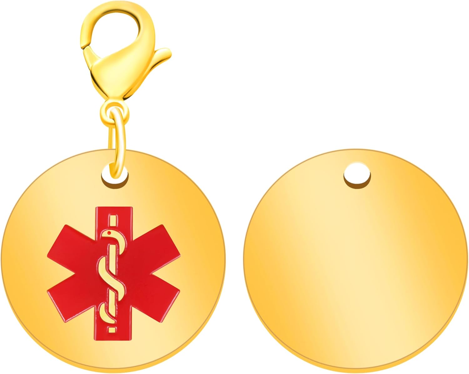 Medical Keychain Round Waterproof Stainless Steel Free Customizable Emergency Medical Jewelry for Men Women Seniors