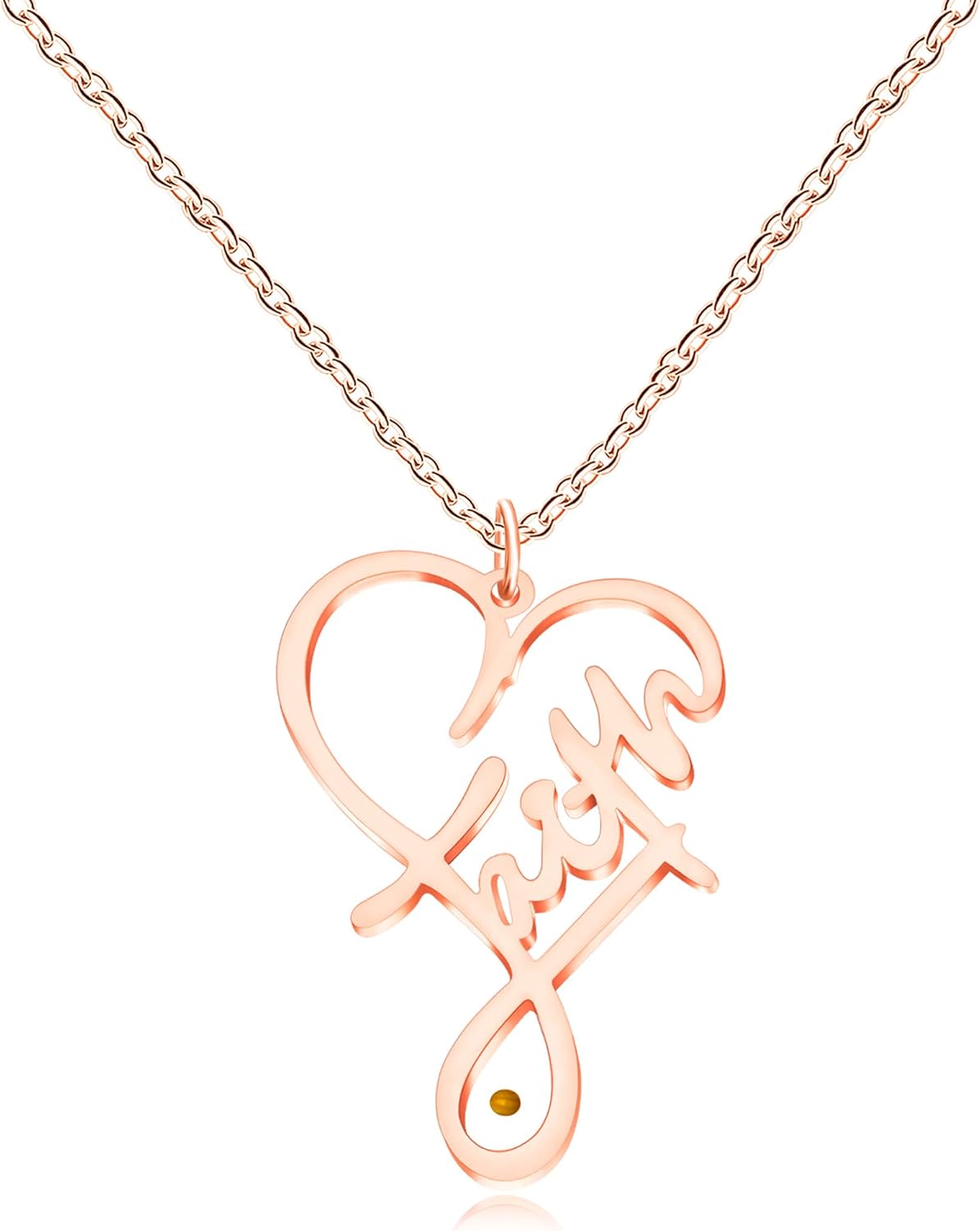 Faith Mustard Seed Heart Necklace | “Faith Can Move Mountains” Infinity Pendant | Matthew 17:20 Christian Inspirational Jewelry (Gold / White / Rose Gold)