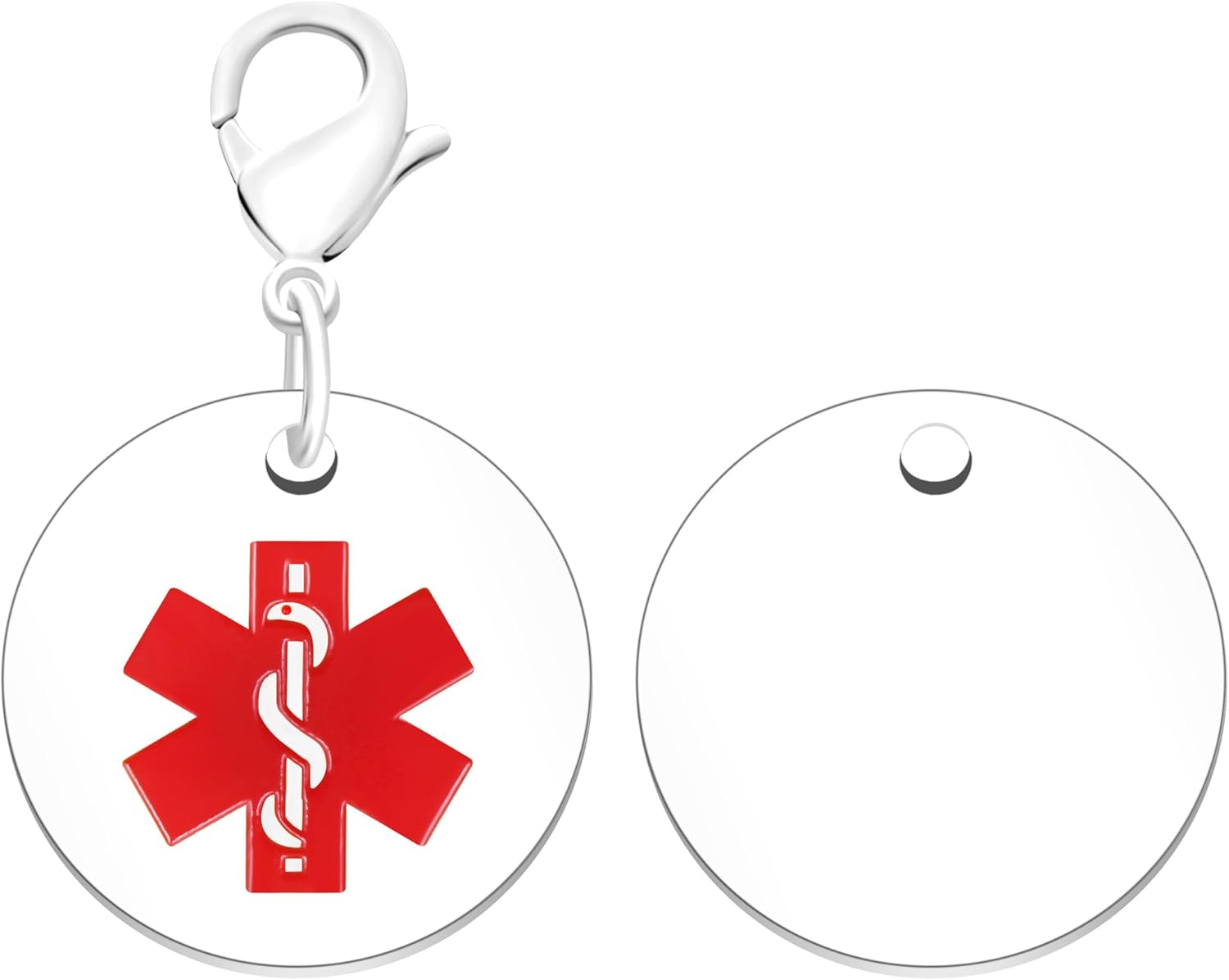 Medical Keychain Round Waterproof Stainless Steel Free Customizable Emergency Medical Jewelry for Men Women Seniors