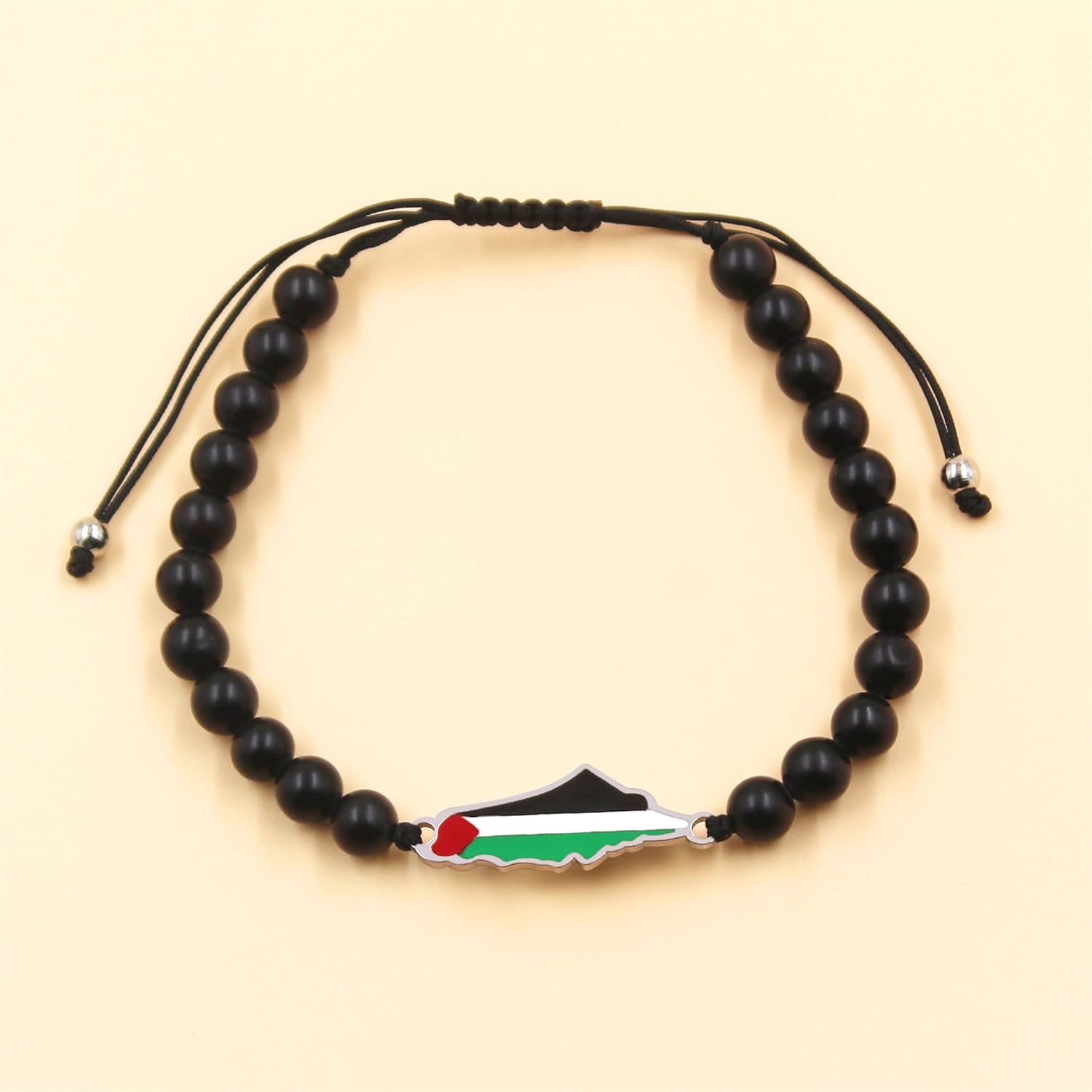 Palestinian Flag Handmade Middle Eastern Beaded Multicolor Protest Bracelet| Justice Unity Activist Bracelet| Stainless Steel Flag| Cultural Identity Support Bracelet| Support Gaza YA5213
