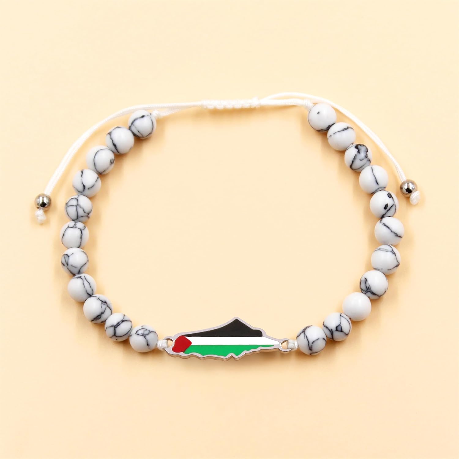 Palestinian Flag Handmade Middle Eastern Beaded Multicolor Protest Bracelet| Justice Unity Activist Bracelet| Stainless Steel Flag| Cultural Identity Support Bracelet| Support Gaza YA5213