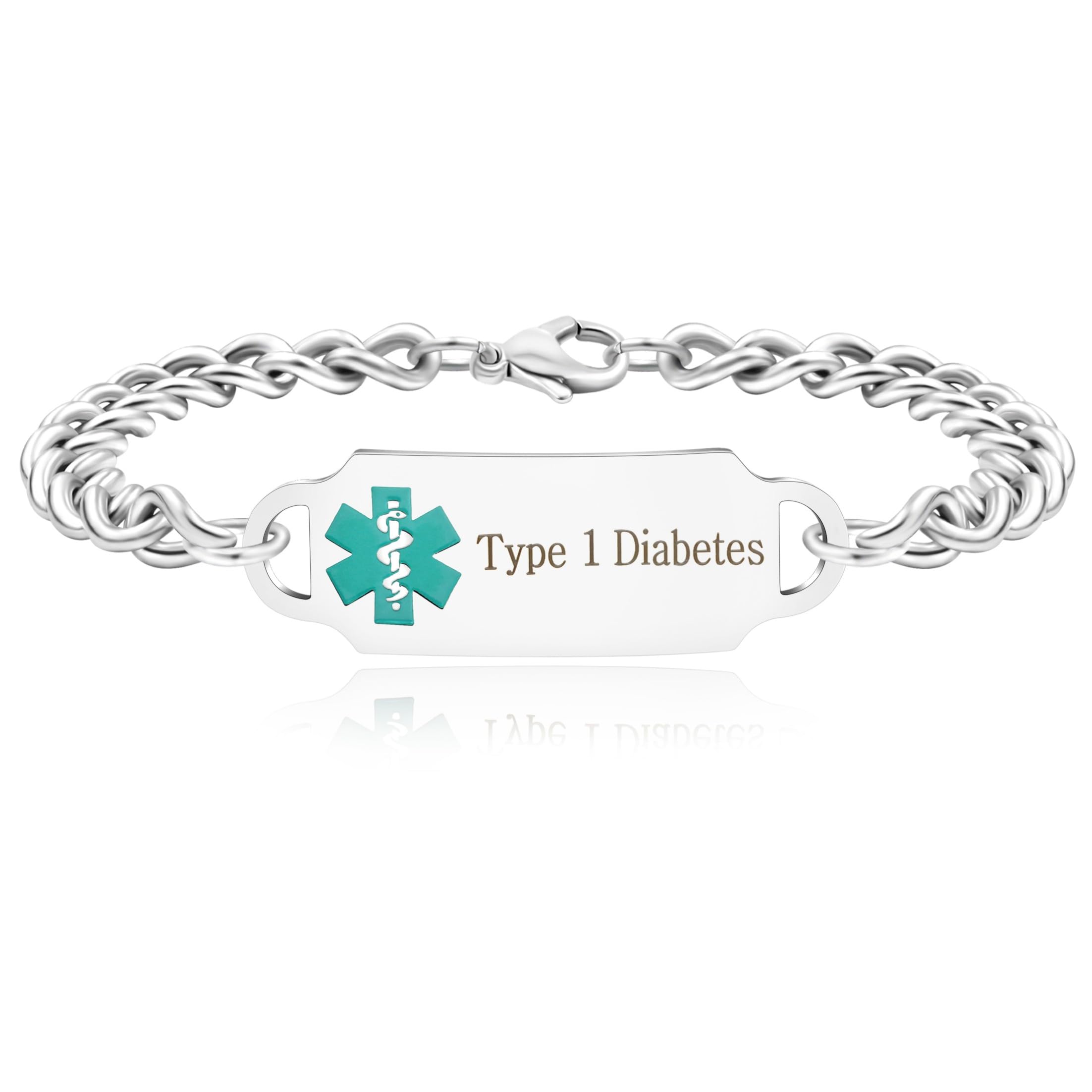 Exquisite Medical Bracelets for Women and Men, Personalized Medical Bracelet in Stainless Steel Cuban Chain, Holidays Gift for Wife or Husband - YA4501
