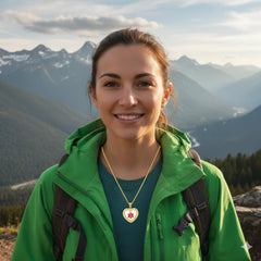 Smart Medical Alert Necklace for Women Dynamic QR Code Heart Pendant 18K Gold Plated Stainless Steel Emergency ID Jewelry with Red Medical Symbol, Scan to Update Health Info, No Engraving Required