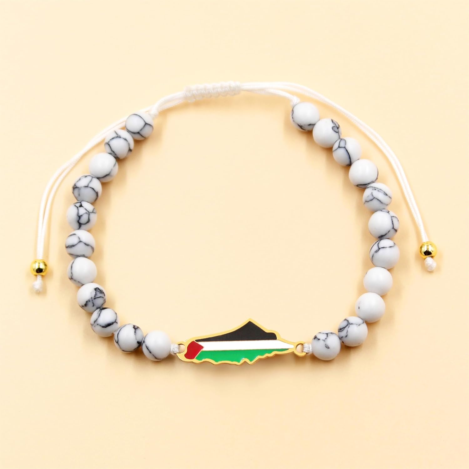 Palestinian Flag Handmade Middle Eastern Beaded Multicolor Protest Bracelet| Justice Unity Activist Bracelet| Stainless Steel Flag| Cultural Identity Support Bracelet| Support Gaza YA5213