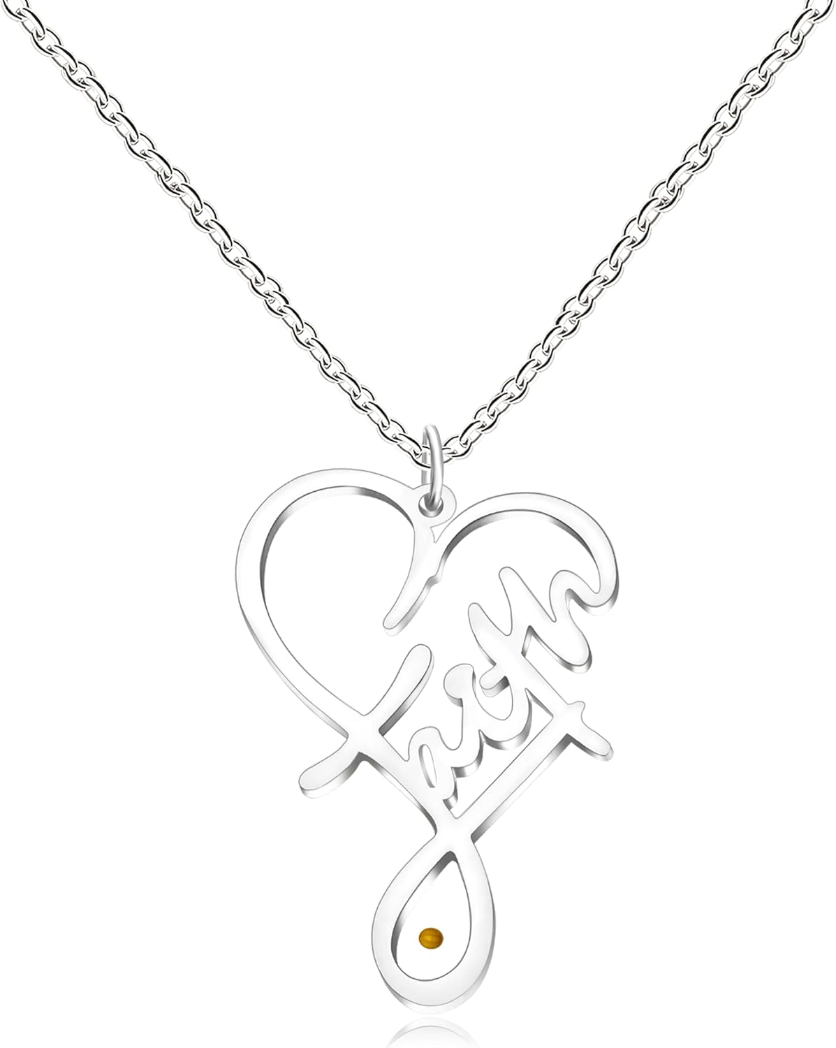Faith Mustard Seed Heart Necklace | “Faith Can Move Mountains” Infinity Pendant | Matthew 17:20 Christian Inspirational Jewelry (Gold / White / Rose Gold)